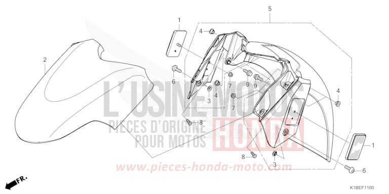 KOTFLUEGEL, VORNE von Forza 350 MAT PEARL COOL WHITE (NHB44) von 2024